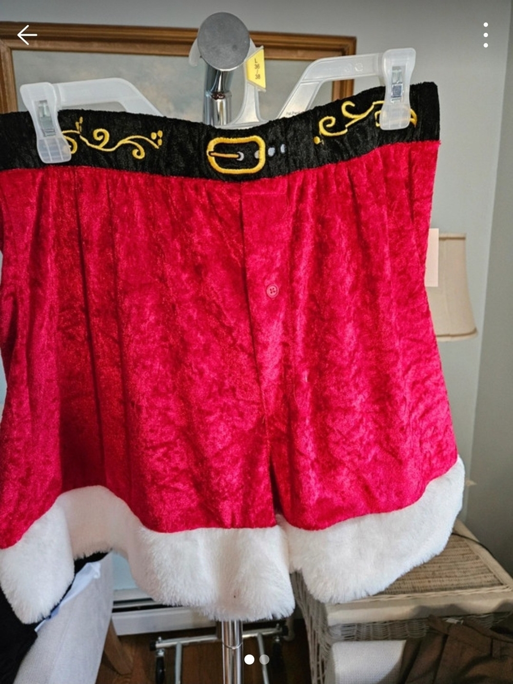 Men's Festive Red Velvet Holiday Shorts with Faux Fur Trim